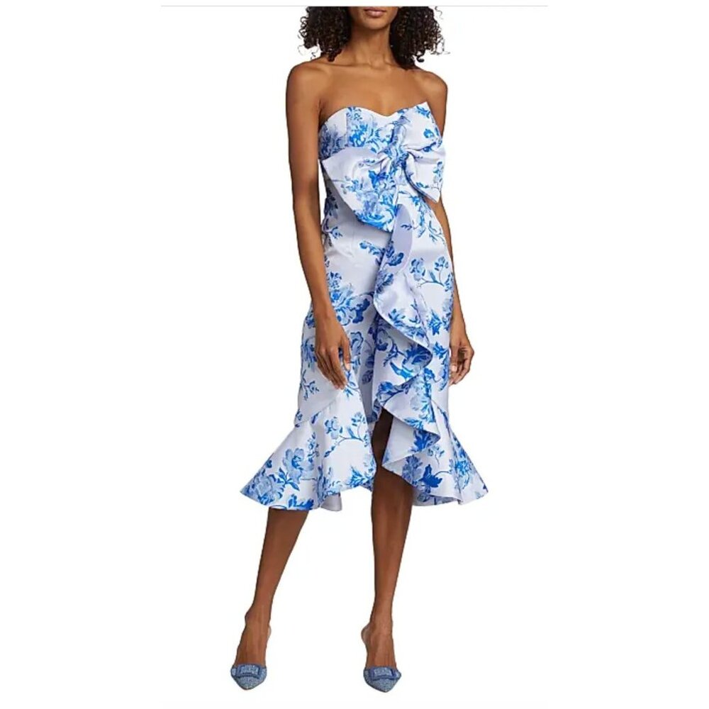 Mestiza New York $495 Stephanie Floral Bow Midi-Dress Size 2 - Picture 6 of 9